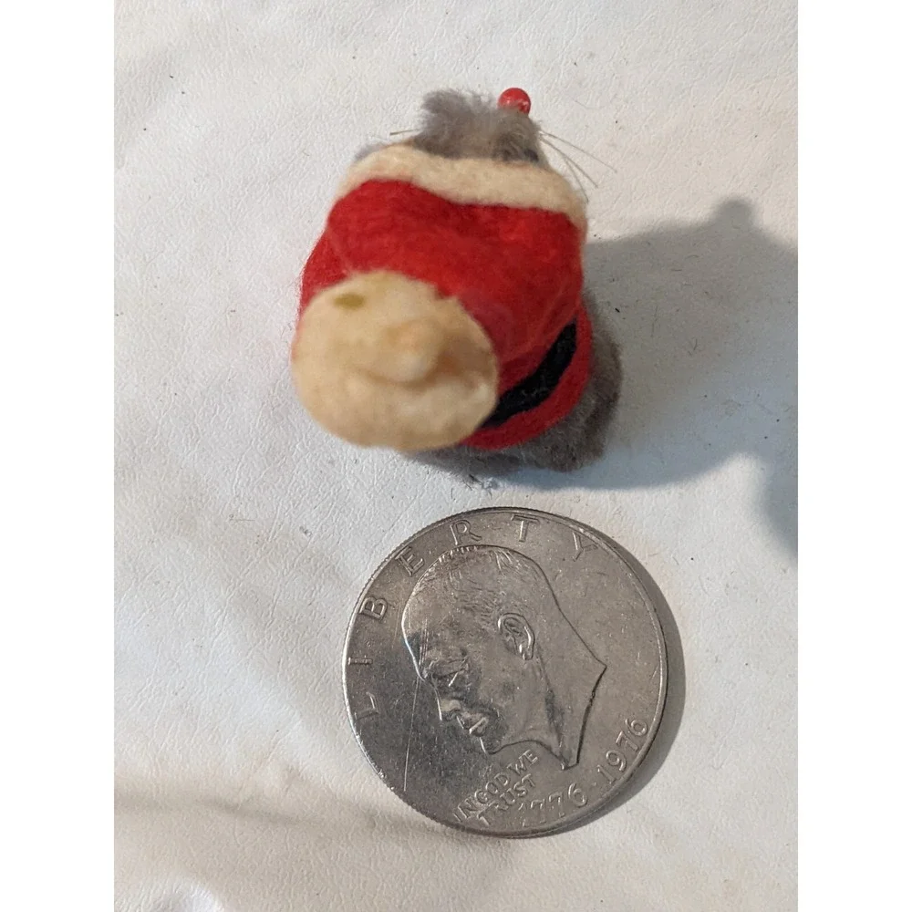 Original Toy Fur Collectible‎ Mouse West Germany Santa St Nick Christmas Red